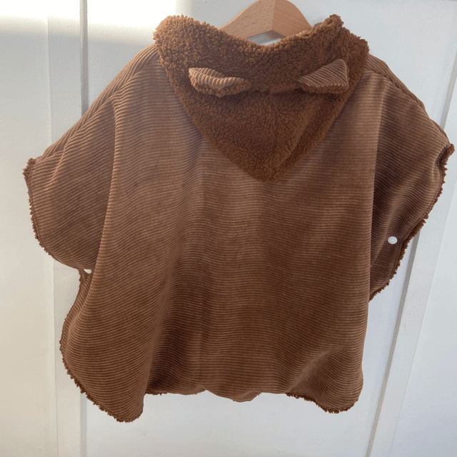 Poncho oreilles ours marron 